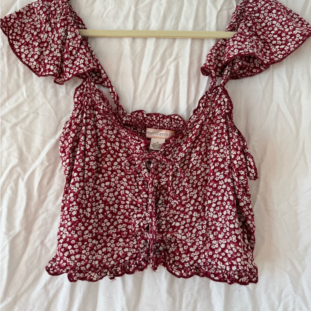 Band of Gypsies Red Printed Crop top